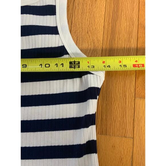 MOTHER The Chin Ups Striped Cotton Stretch Tank Top Medium - Picture 8 of 8